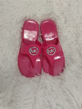 Michael Kors Pink Jelly Logo Thong Sandals
